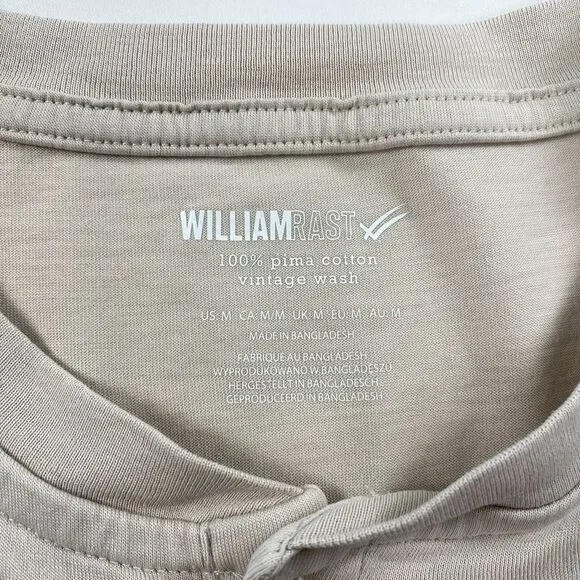 William Rast Henley T Shirt Pima Cotton Vintage Wash Mens Medium Beige - Picture 5 of 9